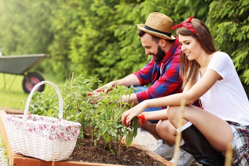 Gardener assessing safety before beginning outdoor work